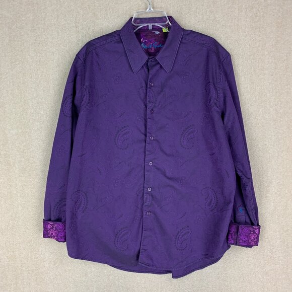 ROBERT GRAHAM SHIRT 2XL MENS BUTTON UP PURPLE PAISLEY VICTORIAN FLIP CUFF - Picture 3 of 14